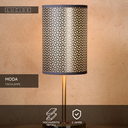 Lucide MODA - Tischlampe - Ø 13 cm - 1xE27 - Grau - USP